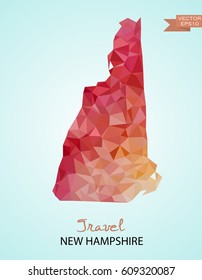 Poly map of New Hampshire  state isolated on background. Vector version.