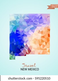Poly map of New Mexico state isolated on background. Vector version.