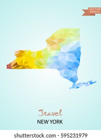 Poly map of New York state isolated on background. Vector version.