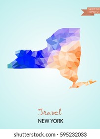 Poly map of New York state isolated on background. Vector version.