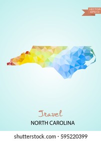 Poly map of North Carolina state isolated on background. Vector version.