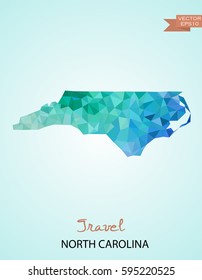 Poly map of North Carolina state isolated on background. Vector version.