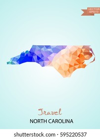 Poly map of North Carolina state isolated on background. Vector version.