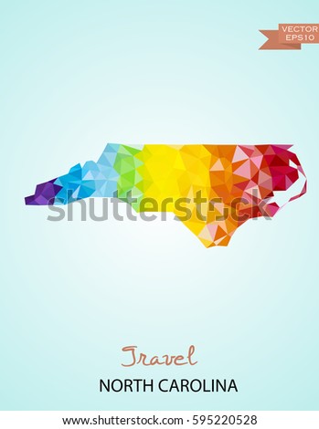 Poly map of North Carolina state isolated on background. Vector version.
