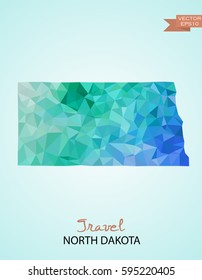 Poly map of North Dakota state isolated on background. Vector version.