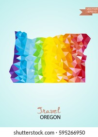 Poly map of Oregon state isolated on background. Vector version.