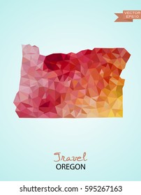 Poly map of Oregon state isolated on background. Vector version.