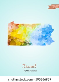 Poly map of Pennsylvania state isolated on background. Vector version.