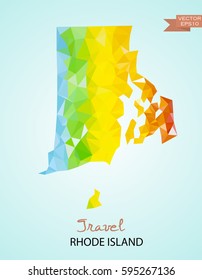 Poly map of Rhode Island state isolated on background. Vector version.