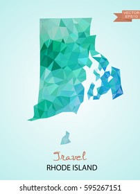 Poly map of Rhode Island state isolated on background. Vector version.