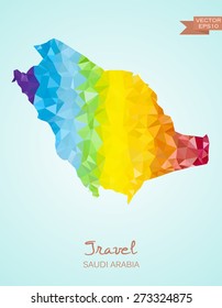 Poly map of Saudi Arabia isolated. Vector version