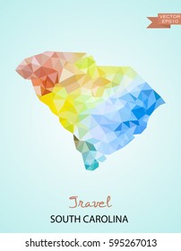 Poly map of South Carolina state isolated on background. Vector version.