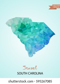 Poly map of South Carolina state isolated on background. Vector version.