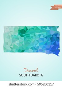 Poly map of South Dakota state isolated on background. Vector version.