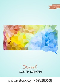 Poly map of South Dakota state isolated on background. Vector version.