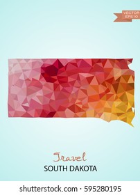 Poly map of South Dakota state isolated on background. Vector version.