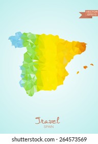 Poly map of Spain isolated on background. Vector version.