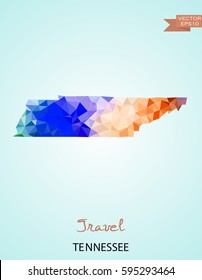 Poly map of Tennessee state isolated on background. Vector version.