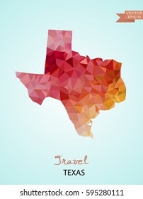 Poly map of Texas state isolated on background. Vector version.