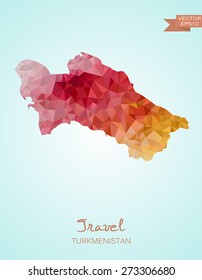 Poly map of Turkmenistan isolated. Vector version