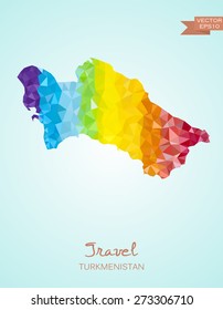 Poly map of Turkmenistan isolated. Vector version