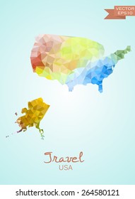 Poly map of USA isolated on background. Vector version.