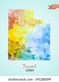 Poly map of Utah state isolated on background. Vector version.