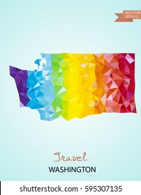 Poly map of Washington state isolated on background. Vector version.