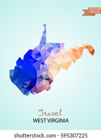 Poly map of West Virginia state isolated on background. Vector version.