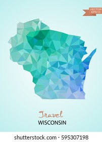 Poly map of Wisconsin state isolated on background. Vector version.