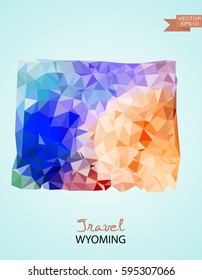 Poly map of Wyoming state isolated on background. Vector version.
