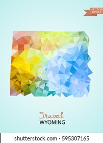 Poly map of Wyoming state isolated on background. Vector version.