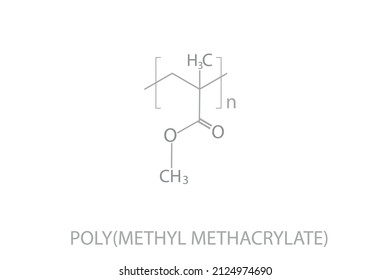Poly (methyl methacrylate)  molecular skeletal chemical formula.	Vector illustration.