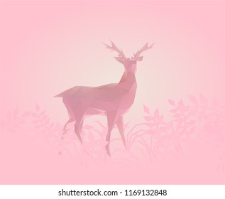 Poly Pink Feminine Deer Vector 3D Rendering