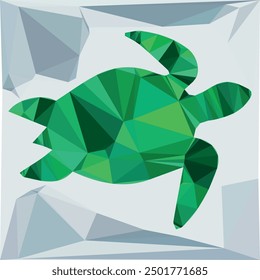 Poly sea turtle triangular illustration vector art style design