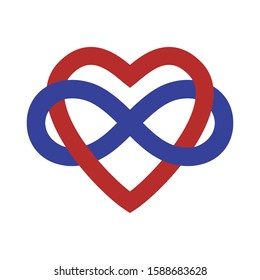 Polyamory Concept Sign Banner. Vector Infinity Heart Shape Isolated