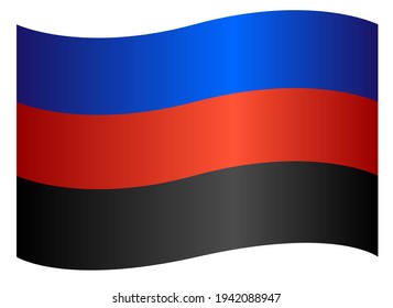 Polyamory flag - stock illustration - blue-red-black flag. Polyamory pride symbols. One of the forms of consistent non-monogamy, a system of ethical views of love.