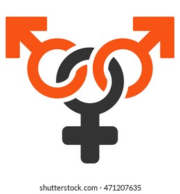 Polyandry icon. Vector style is bicolor flat iconic symbol with rounded angles, orange and gray colors, white background.