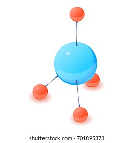Polyatomic molecule icon. Isometric illustration of polyatomic molecule vector icon for web