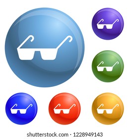 Polycarbonate glasses icons set vector 6 color isolated on white background