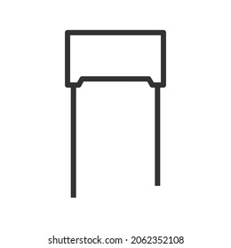Polycarbonete capacitor outline icon, electronic and circuit part accessories in main board