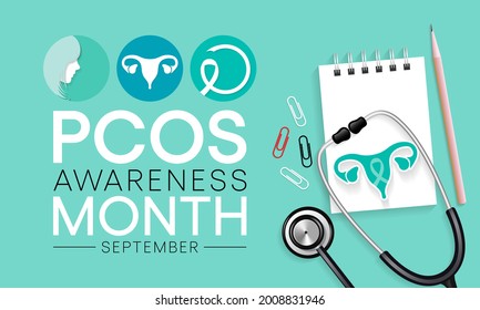Polycystic Ovary Syndrome (PCOS) Awareness Month is observed every year in September, it is a common condition that affects how a woman's ovaries work. Vector illustration