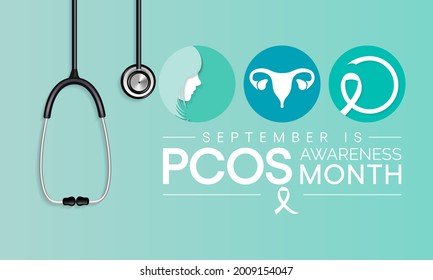 Polycystic Ovary Syndrome (PCOS) Awareness Month is observed every year in September, it is a common condition that affects how a woman's ovaries work. Vector illustration