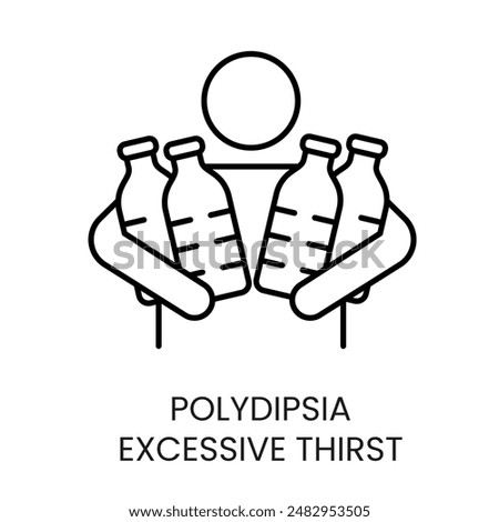 Polydipsia Excessive thirst, symptom in diabetes vector line icon with editable stroke