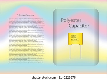 Polyester capacitor diagram and text information pattern on glass banner,vector illustration design,eps10.