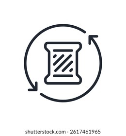 Polyester recycle editable stroke outline icon isolated on white background flat vector illustration. Pixel perfect. 64 x 64.