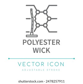 Polyester Wick Candle Vector Line Icon, Candle Wick Type Symbol, Candle Making Vector Line Icon