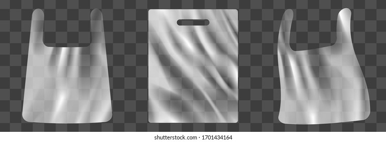 polyethilene stretched plastic bag on transparent. vector realistic illustration