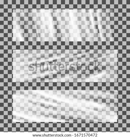 polyethilene stretched transparent  film vector mock up. shiny plastic cover