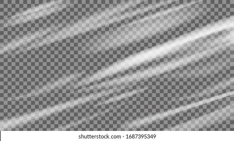 Fondo de polietileno. Fondo plástico transparente realista. Banner vectorial Cellophane